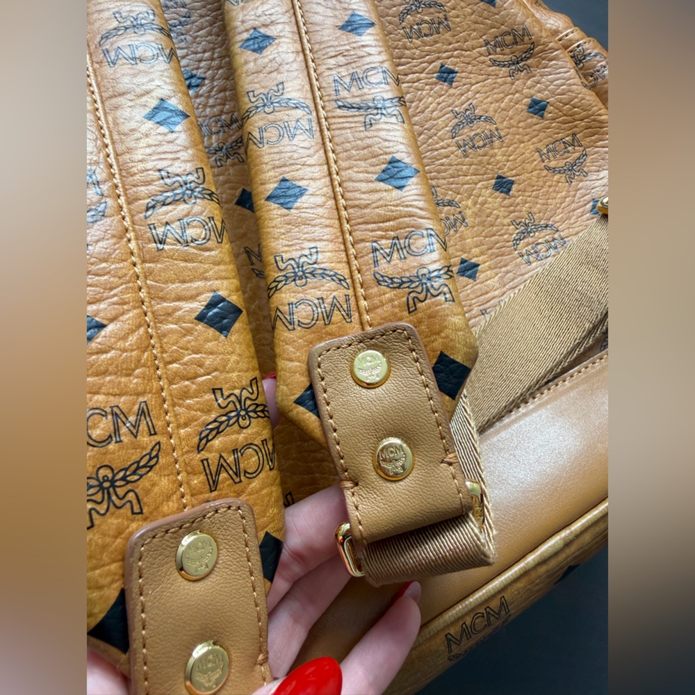 MCM Limited Edition Stark Side Studded Backpack Color Cognac Leather - Picture 6 of 14